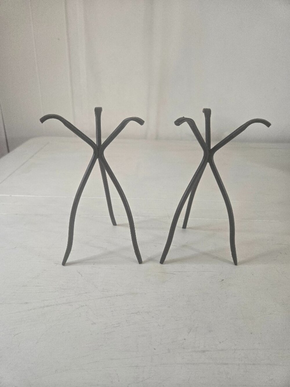 Tripod Black Metal 7 Inch Art Deco Candle and Decor Holders Set of 2